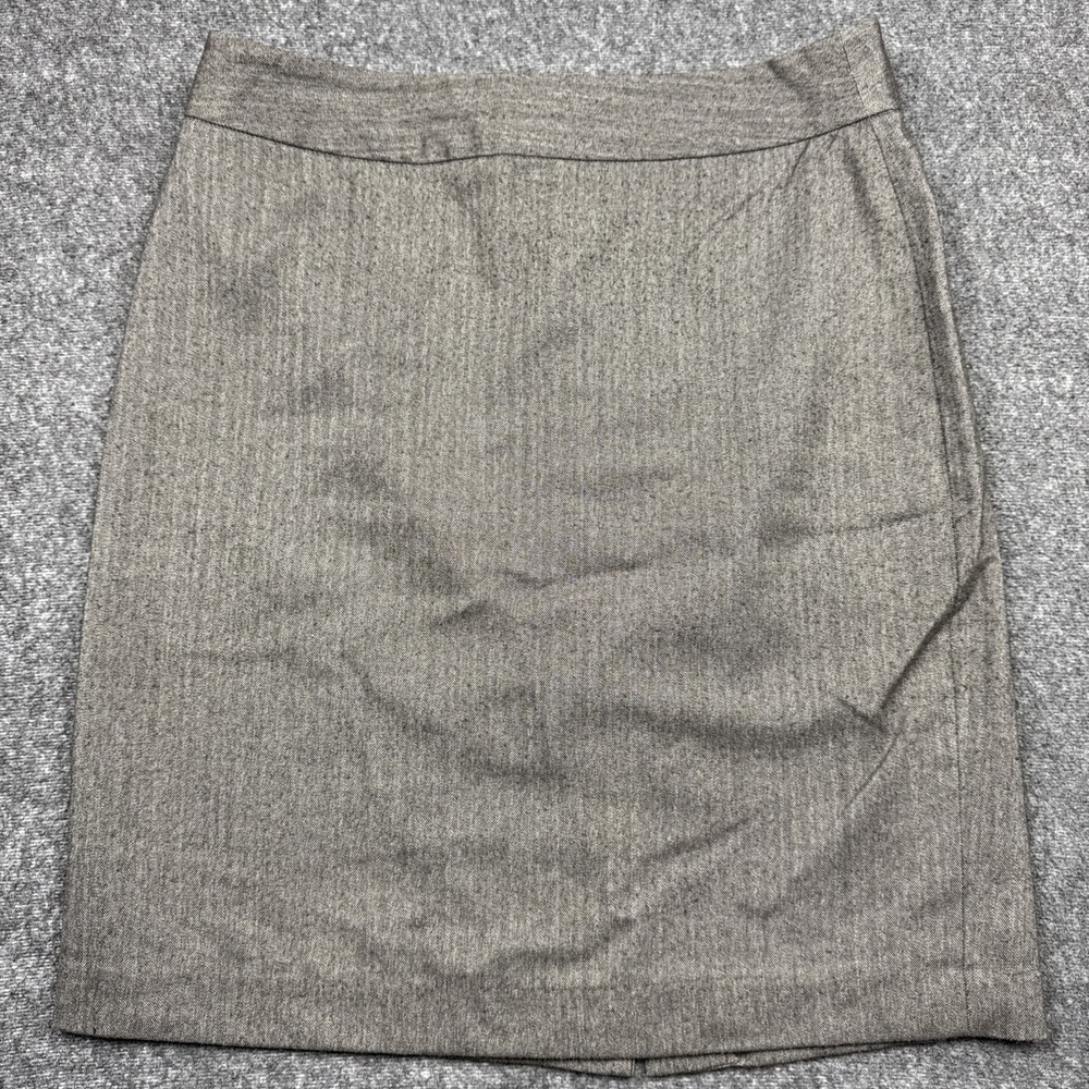 Banana Republic Womens Size 6 Grey Herringbone Pencil Skirt Back Zip Office